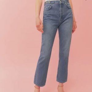 NWT Reformation Cynthia Chainlink High Rise Straight Jeans